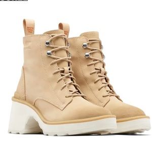 Sorel Beige Lace-Up Boots with White Soles
